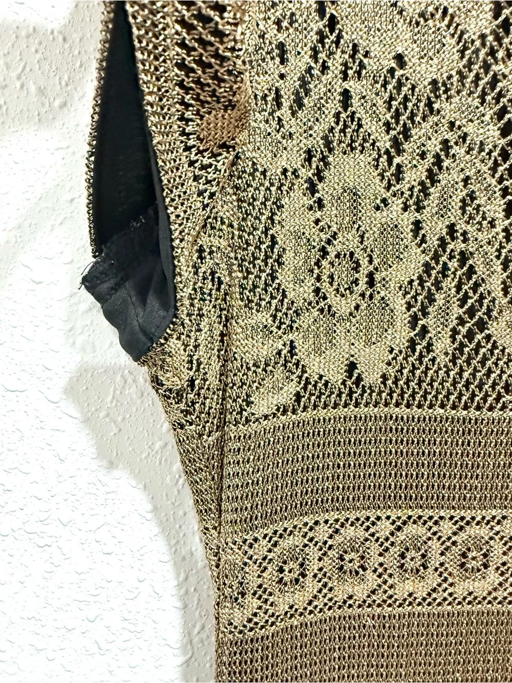 Jessica‎ Howard gold metallic Crochet Lace Short-Sleeve Midi Dress 8